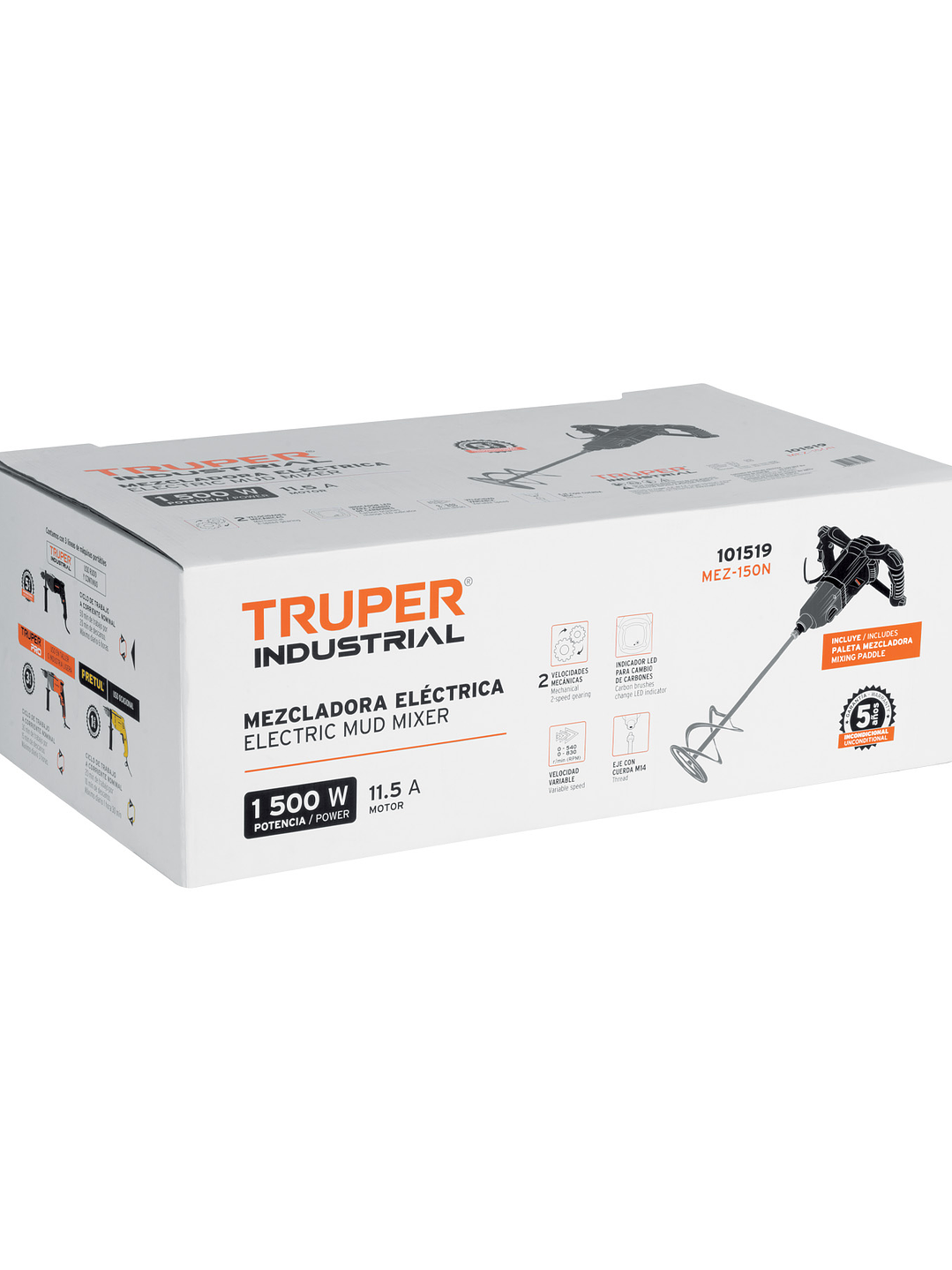 Mezcladora eléctrica 1500W, TRUPER INDUSTRIAL 101519 2