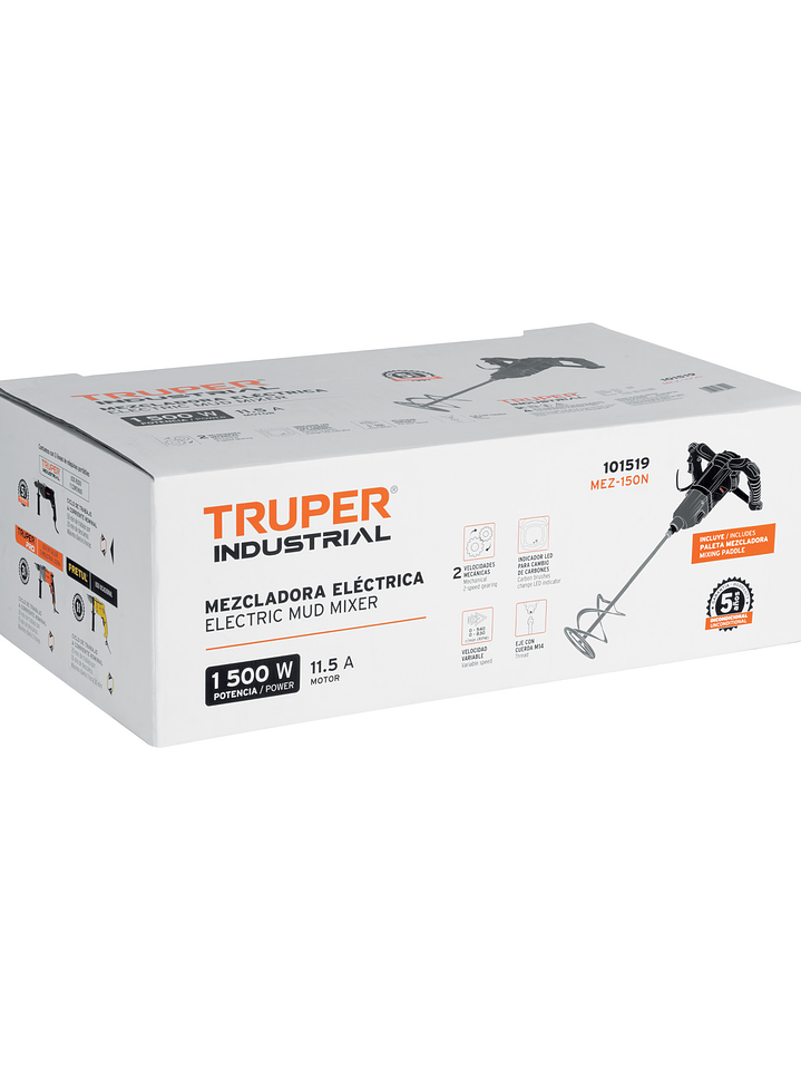 Mezcladora eléctrica 1500W, TRUPER INDUSTRIAL 101519 2
