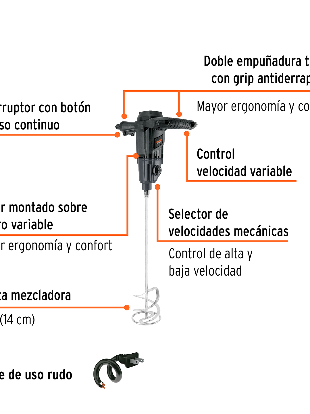 Mezcladora eléctrica 1500W, TRUPER INDUSTRIAL 101519 4