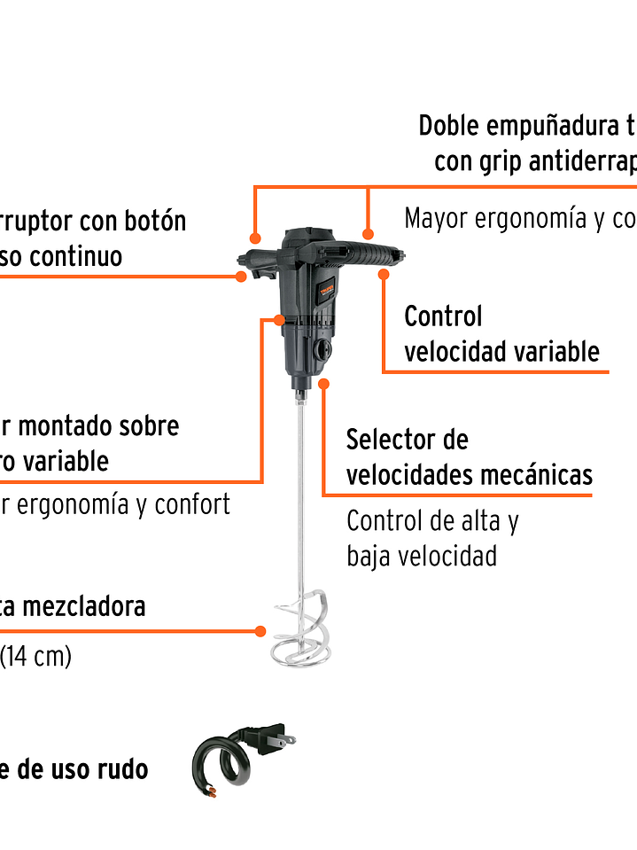 Mezcladora eléctrica 1500W, TRUPER INDUSTRIAL 101519 4