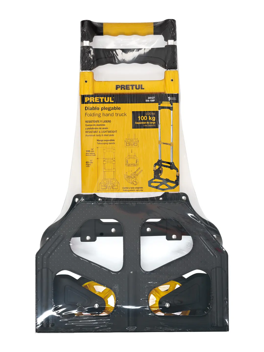 Diablo de carga, plegable de aluminio y base acero, 100 kg 2