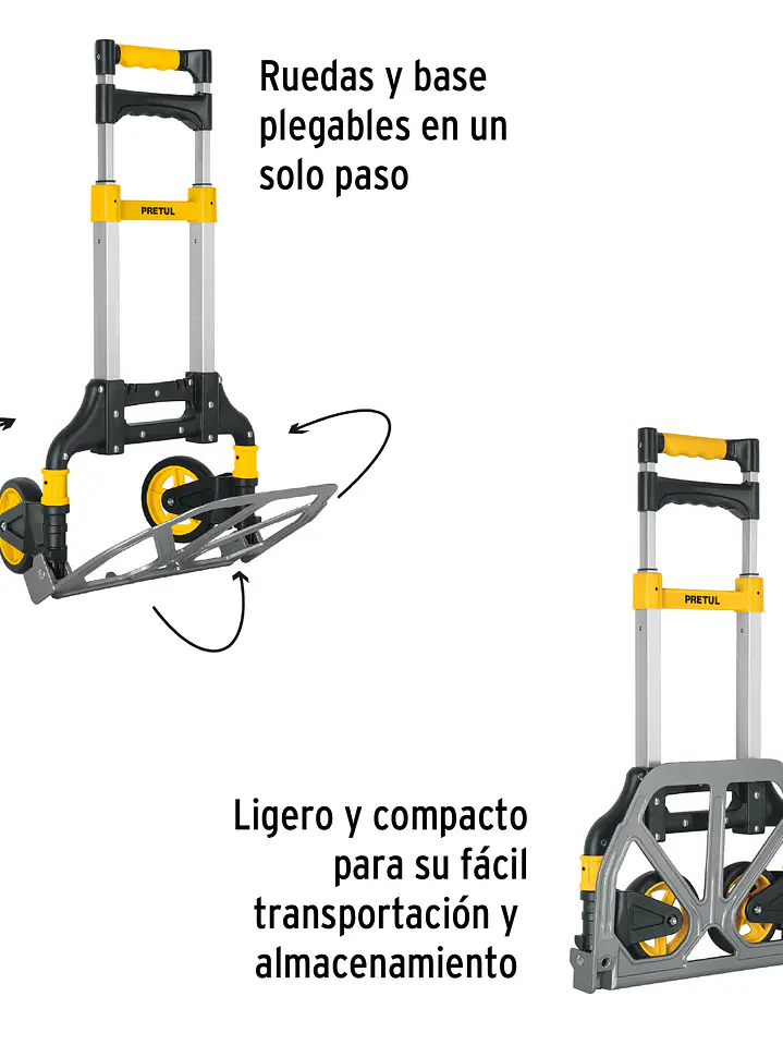 Diablo de carga, plegable de aluminio y base acero, 100 kg 6