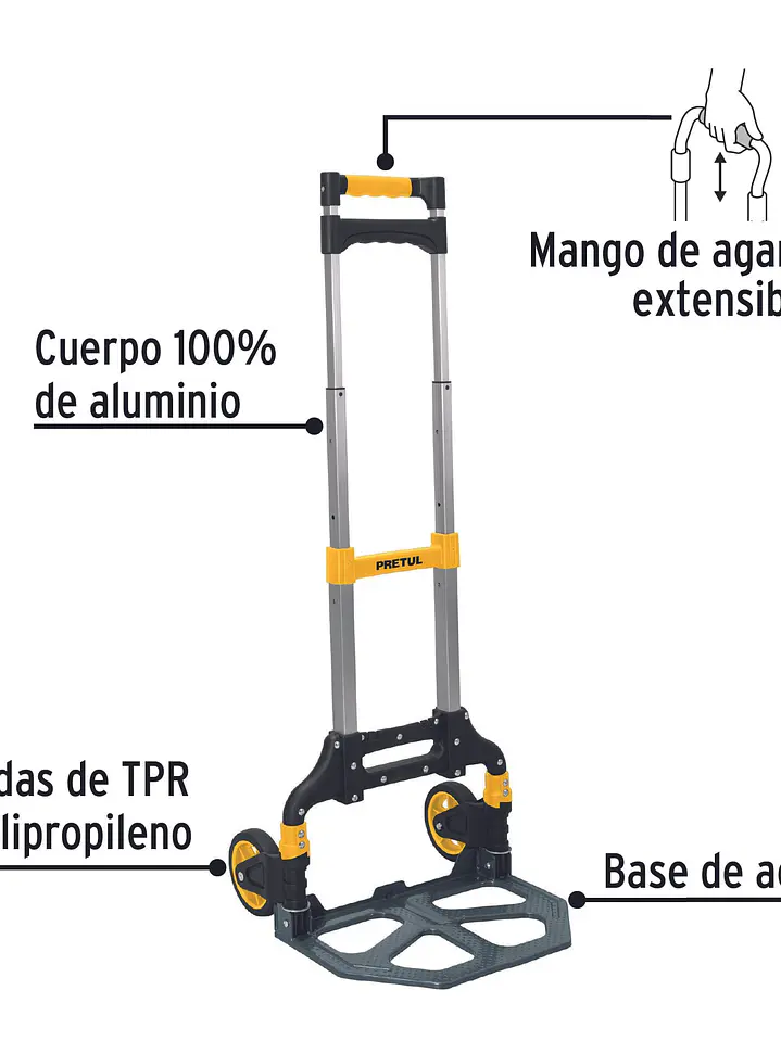 Diablo de carga, plegable de aluminio y base acero, 100 kg 10
