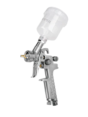 Pistola p/retoque gravedad HVLP vaso plástico, 1 mm, TRUPER