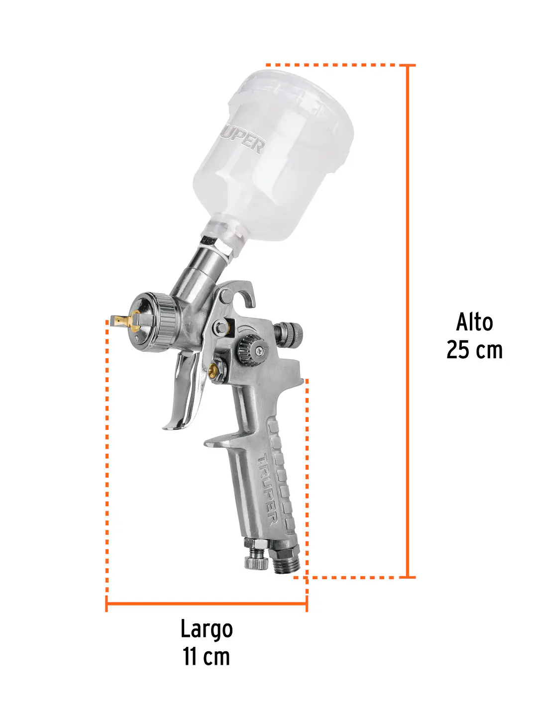 Pistola p/retoque gravedad HVLP vaso plástico, 1 mm, TRUPER 3