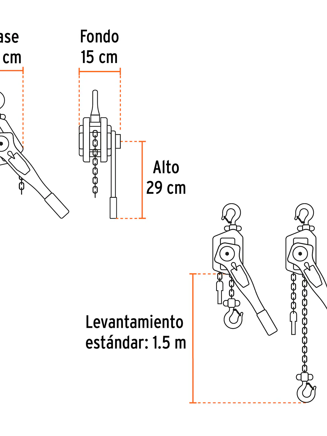 Polipasto de palanca 3/4 toneladas, TRUPER 3