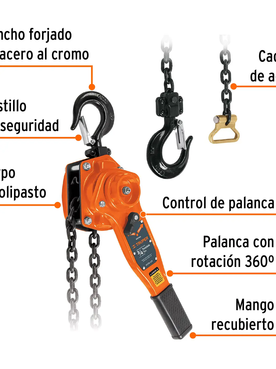 Polipasto de palanca 3/4 toneladas, TRUPER 4