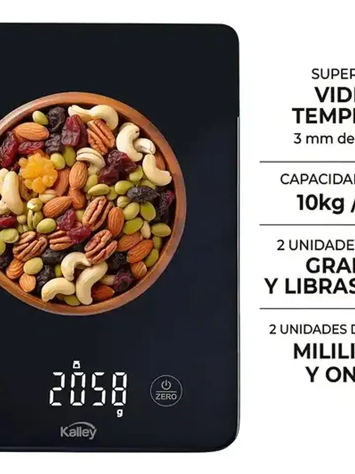 Balanza Gramera De Cocina Kalley K-gcl02 Negro 10 Kg 3