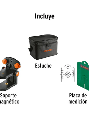 Nivel láser verde c/plomada, alcance 30 m, de pilas, TRUPER