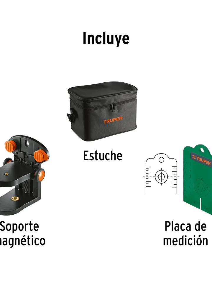 Nivel láser verde c/plomada, alcance 30 m, de pilas, TRUPER 2