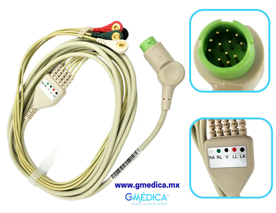 Cable ECG de Conexión Directa Compatible con Mindray - Datascope de 5 Latiguillos de Boton - 040-000961-00 3