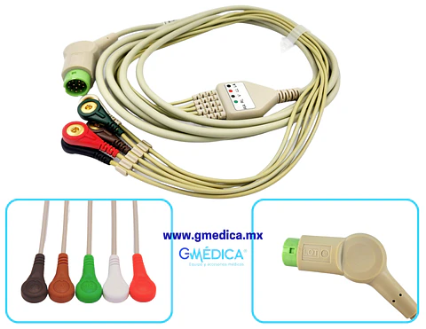Cable ECG de Conexión Directa Compatible con Mindray - Datascope de 5 Latiguillos de Boton - 040-000961-00