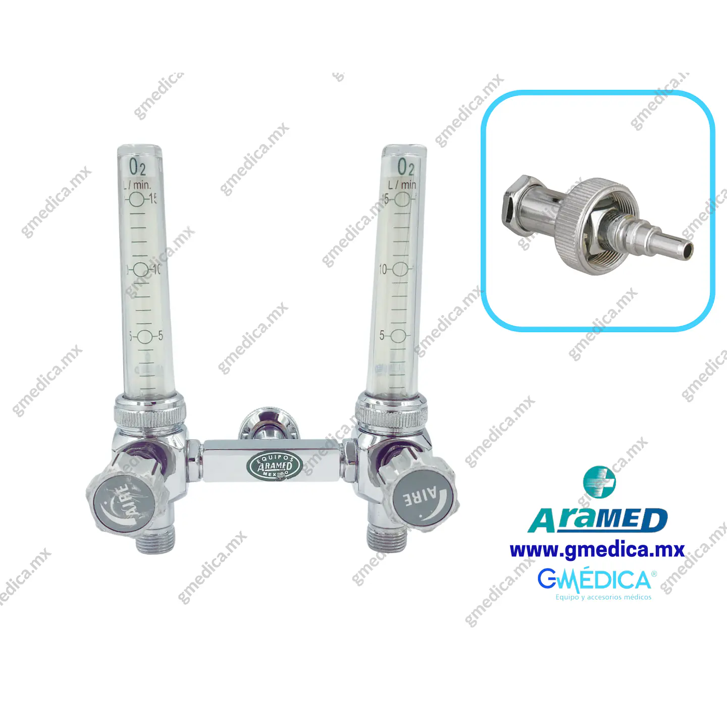 Flujometro Doble Aramed para Aire conexión Aramed - AGA 902331 1