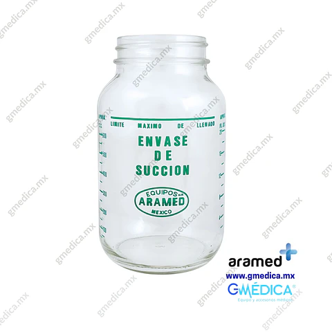 Frasco de Vidrio de 1 Litro Aramed para Succión sin Tapa 602401