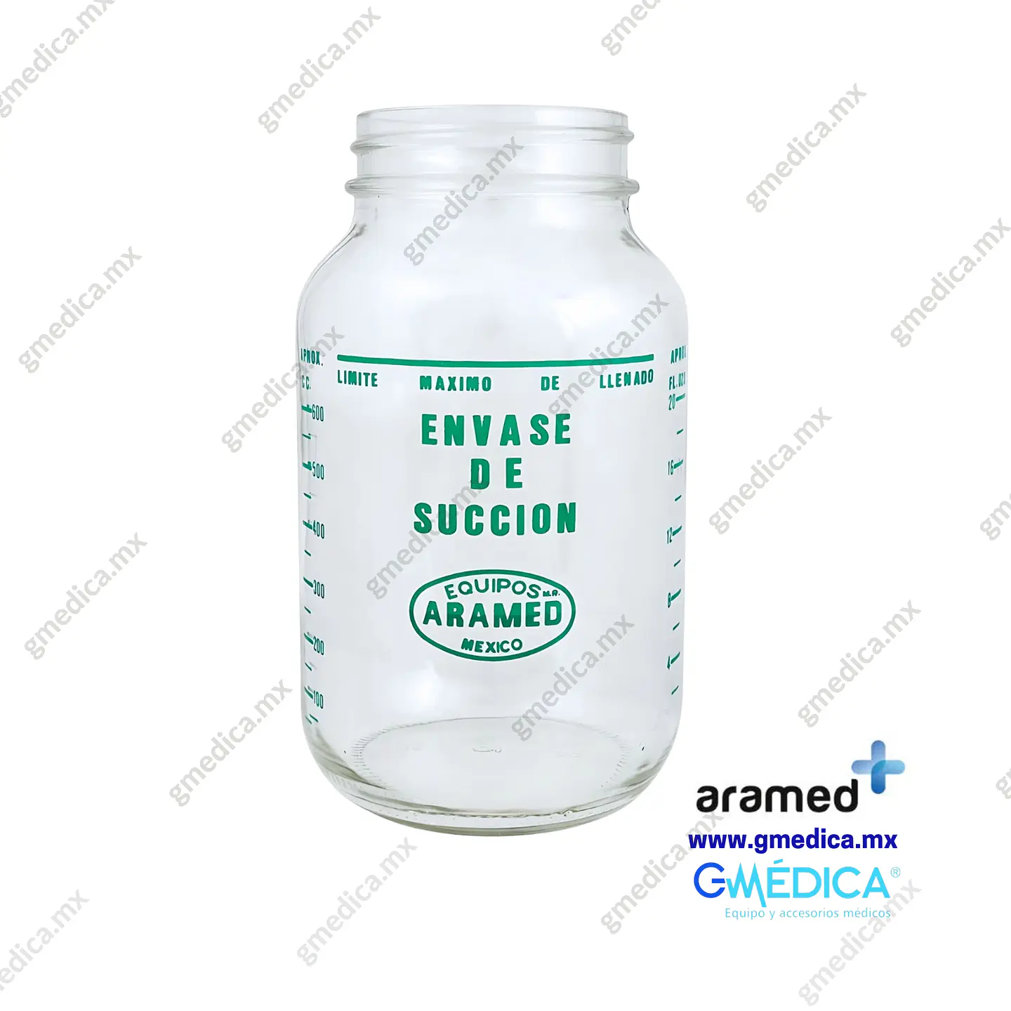 Frasco de Vidrio de 1 Litro Aramed para Succión sin Tapa 602401 1