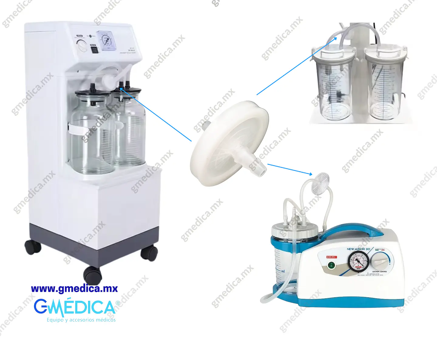Filtro de Bacterias Universal Antibacteriano e Hidrofobico para Aspirador de Succión Quirurgico, de Secreciones y de flemas. 3