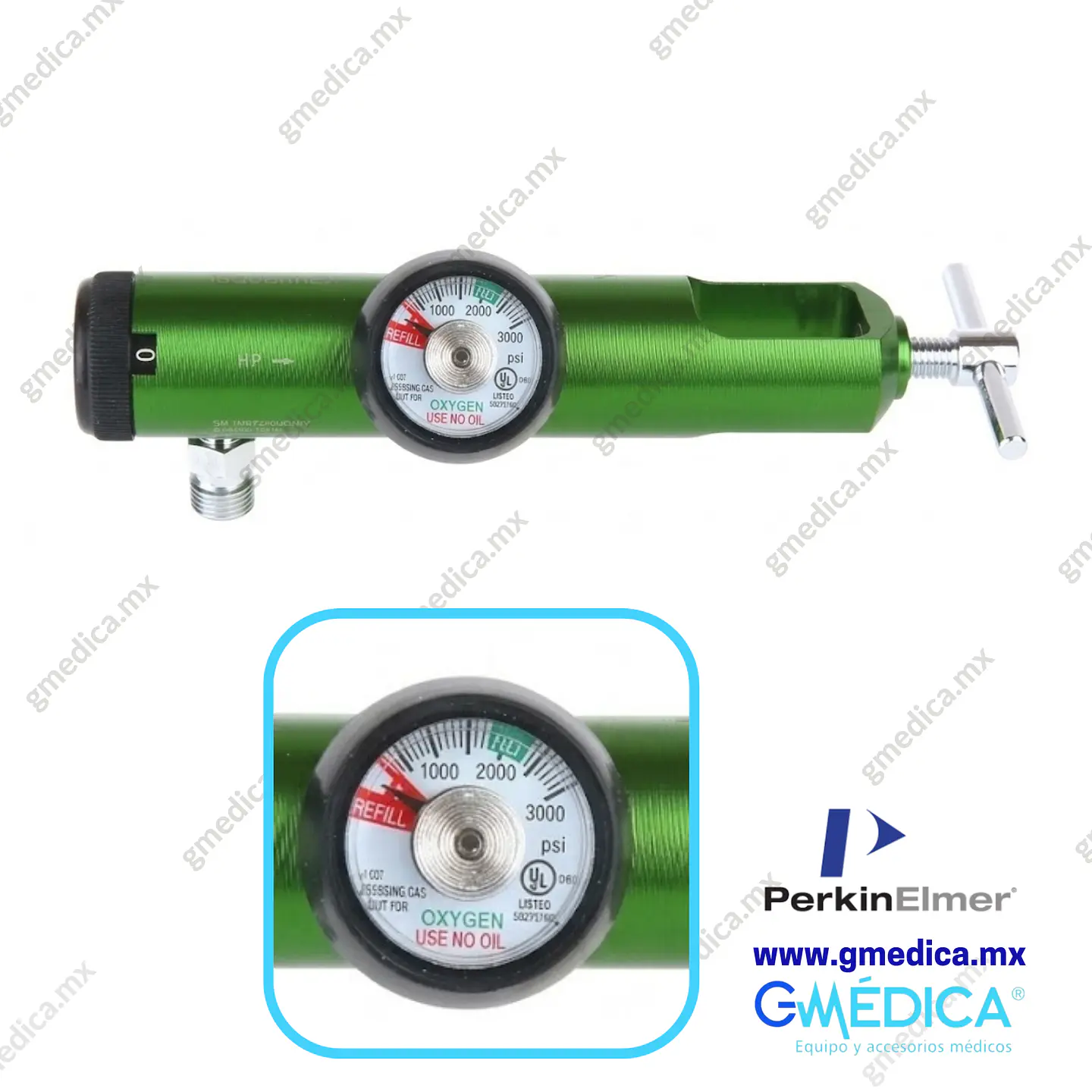 Regulador de Oxígeno Medicinal y Yugo Largo MADA 1