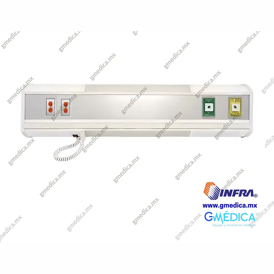 Consola de 1.20 mts, 2 Gases Oxígeno y Aire, 2 Contactos Duplex INFRA, Lampara Ambiental y de Lectura Color Blanco 1