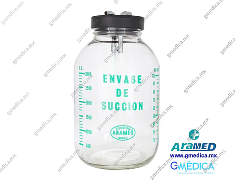Frasco de Vidrio 1 Galón Aramed para Succión con Tapa de hule y Niples 902406