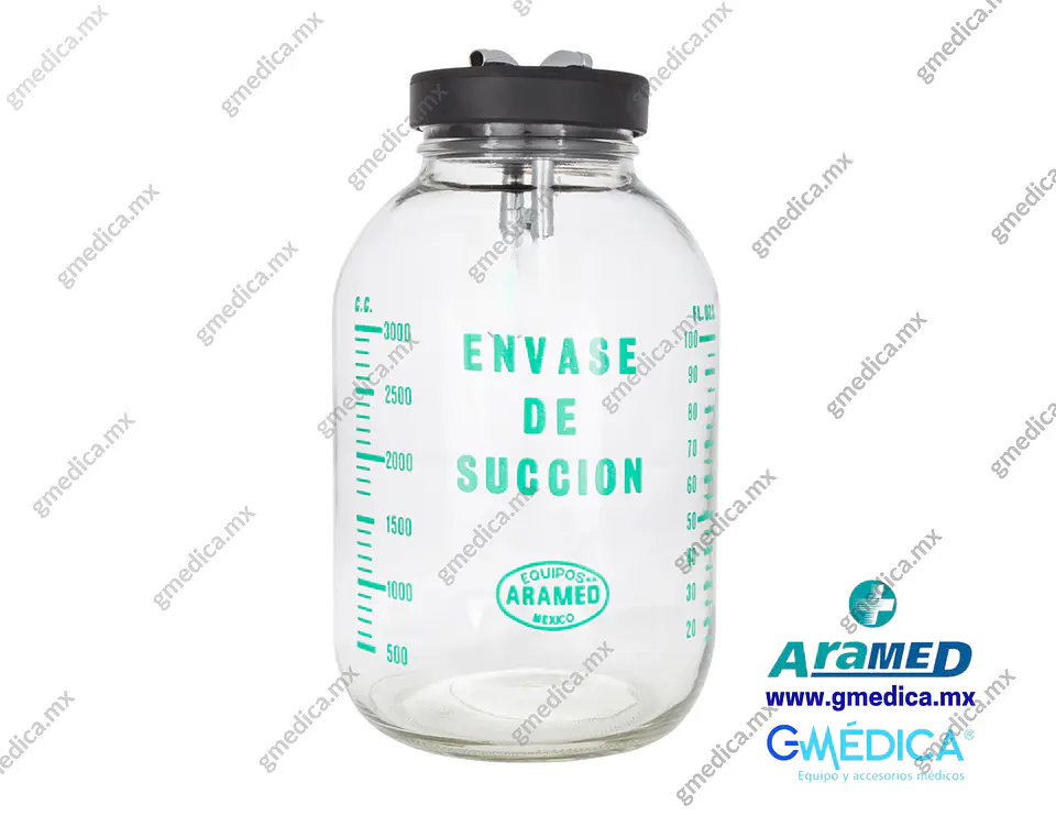 Frasco de Vidrio 1 Galón Aramed para Succión con Tapa de hule y Niples 902406 1