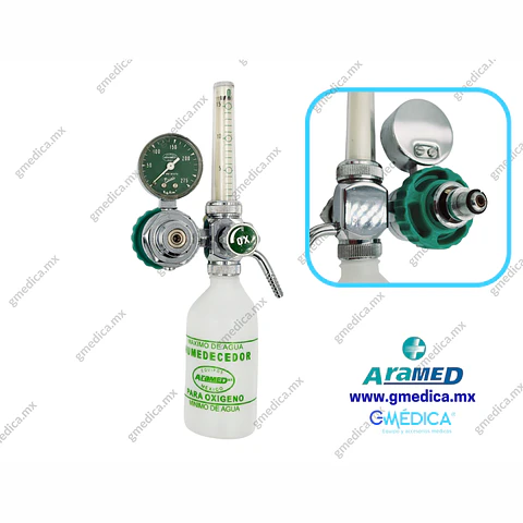 Regulador Piccolo para Oxígeno con Flujómetro - Humedecedor y Frasco 0-15 LPM 902512