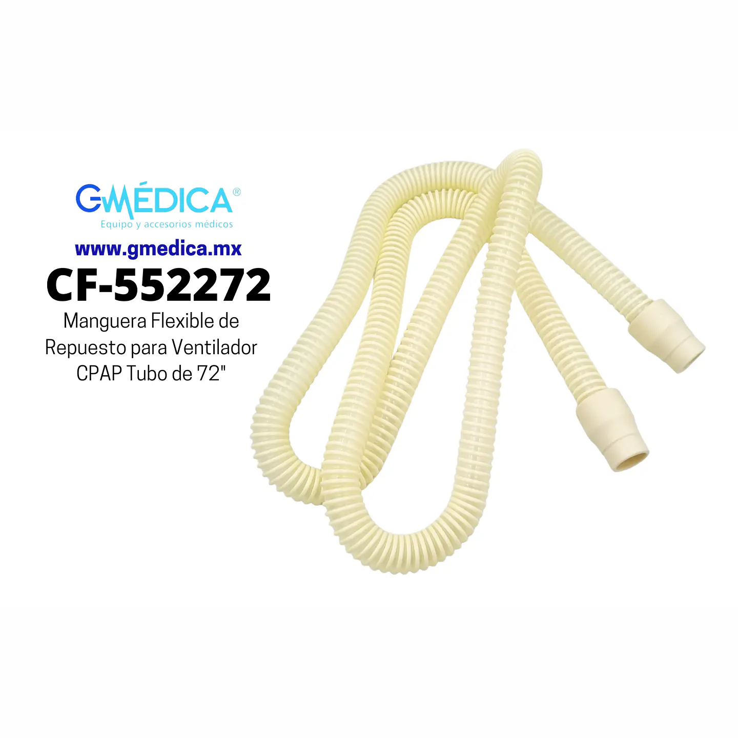 Manguera Flexible de Repuesto para Ventilador CPAP, Nebulizador o Maquina de anestesia Tubo de 72