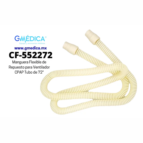 Manguera Flexible de Repuesto para Ventilador CPAP, Nebulizador o Maquina de anestesia Tubo de 72" (1.8 m) Reusable