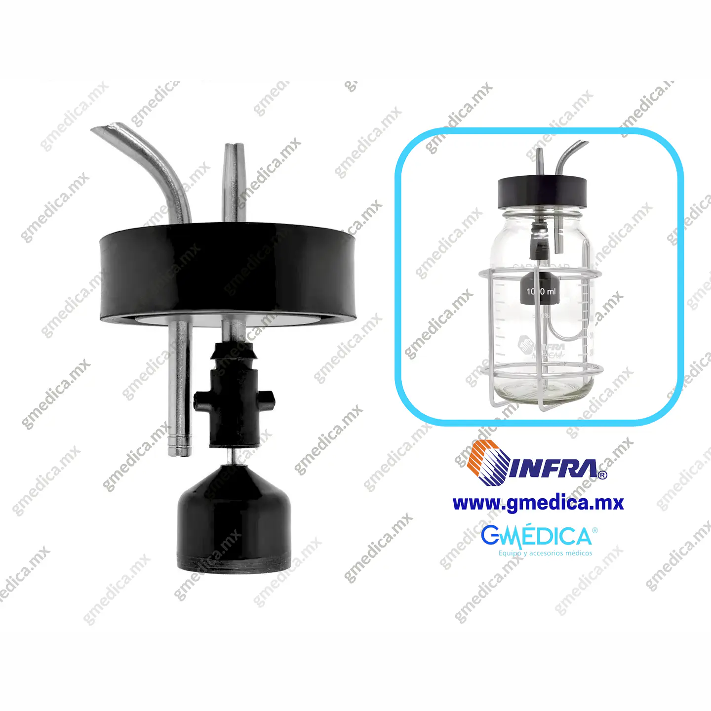 Tapa con Niples y Flotador para Frasco de Succión de 1 Y 2 Litros INFRA 4710 1