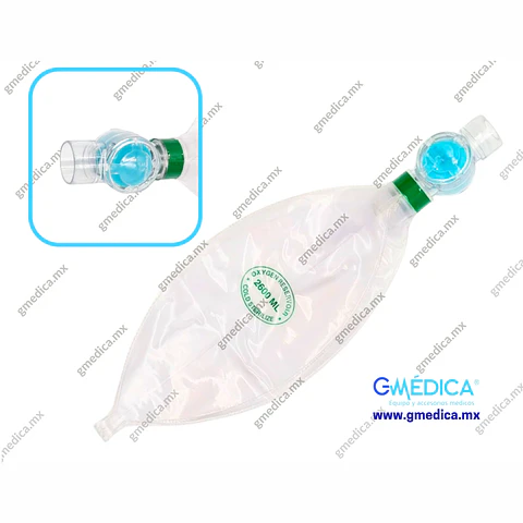 Bolsa de Reservorio para Resucutador Tipo AMBU Reusable 2600ml