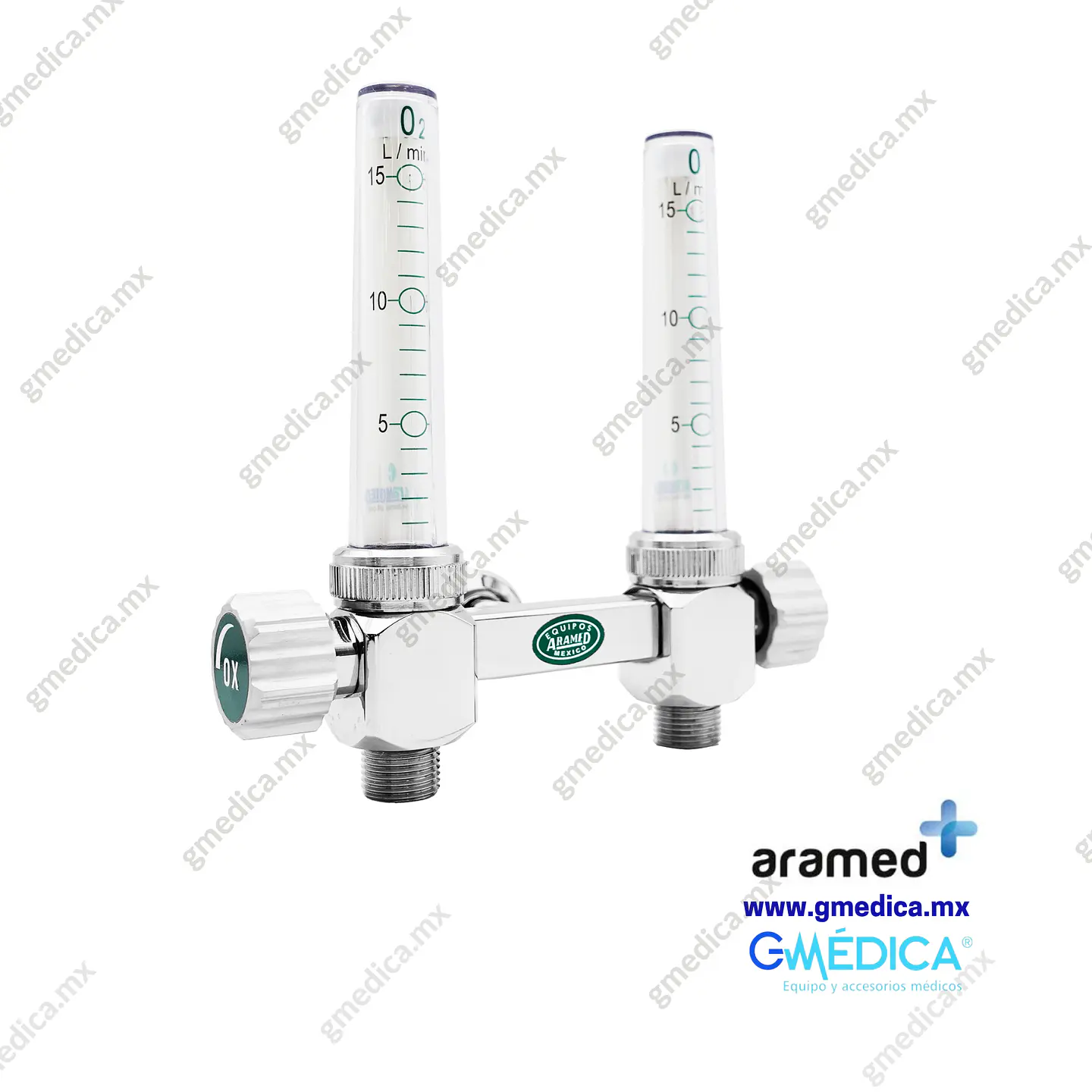Flujometro Doble Aramed para Oxigeno conexión Aramed / AGA 902303 3