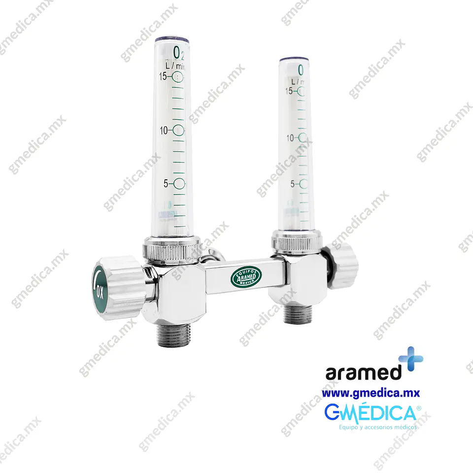 Flujometro Doble Aramed para Oxigeno conexión Aramed / AGA 902303 3