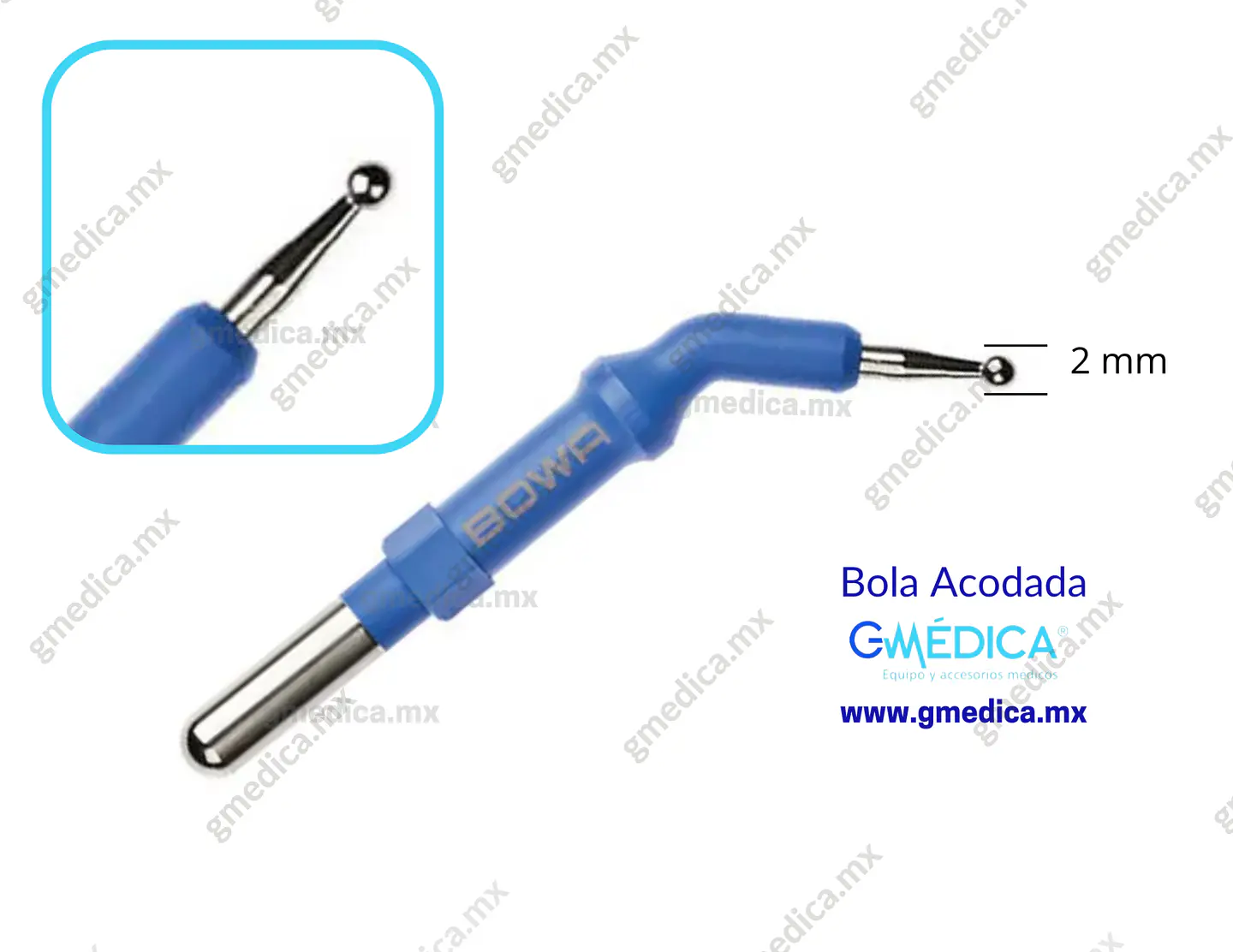 Electrodo de Bola Acodada Reusable - 2 MM, Base de 4mm - 500-130 1