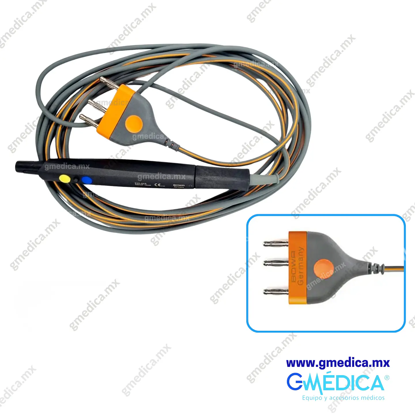 Lapiz para Electrocauterio - Mango con Dos Interruptores con 3 Pines, Eje 4mm para Erbe, Martin, Valleylab, Conmed, Bowa, Avanced, Alsa 2