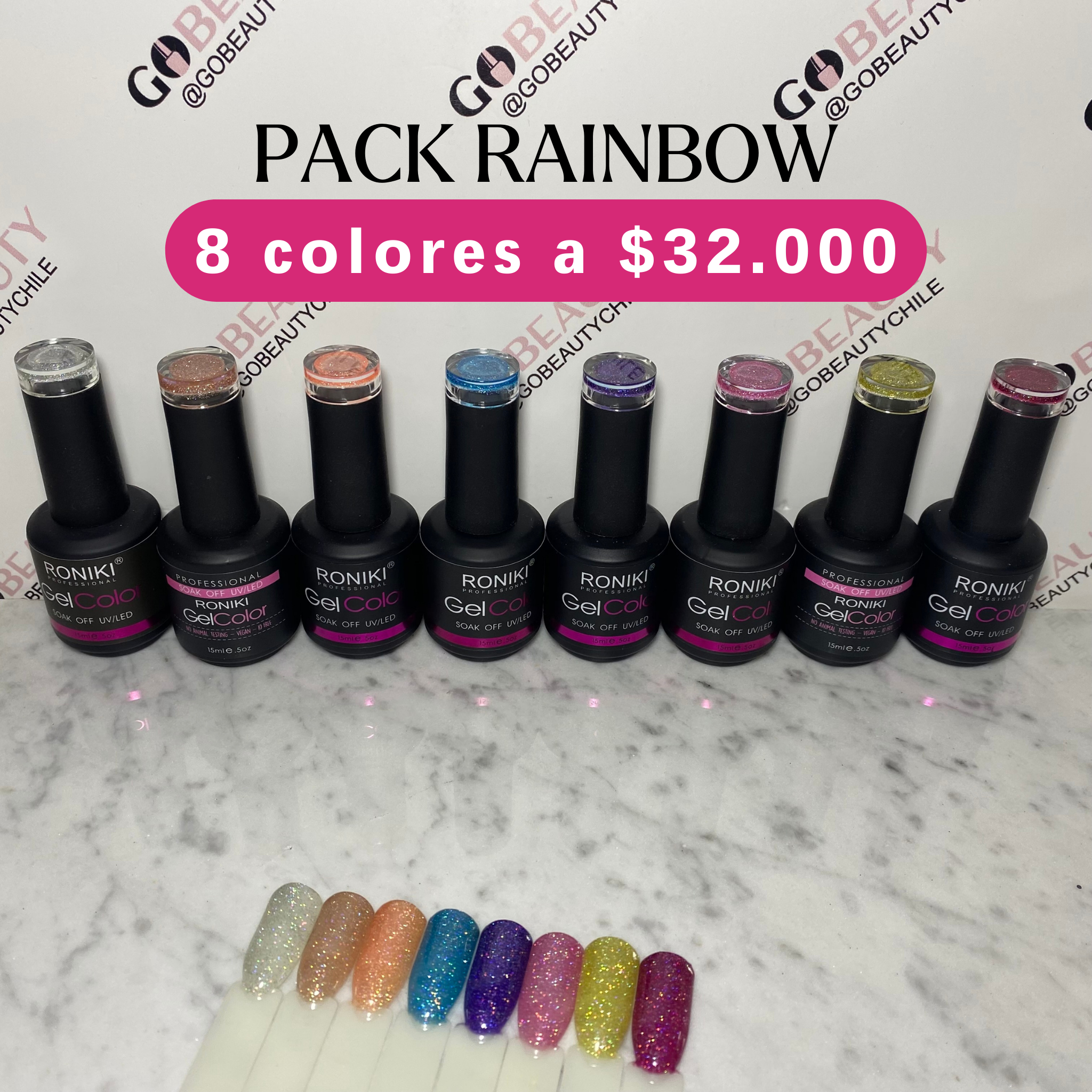 PACK COLECCION RAINBOW GEL (PROMO EDICION LIMITADA 8 COLORES)