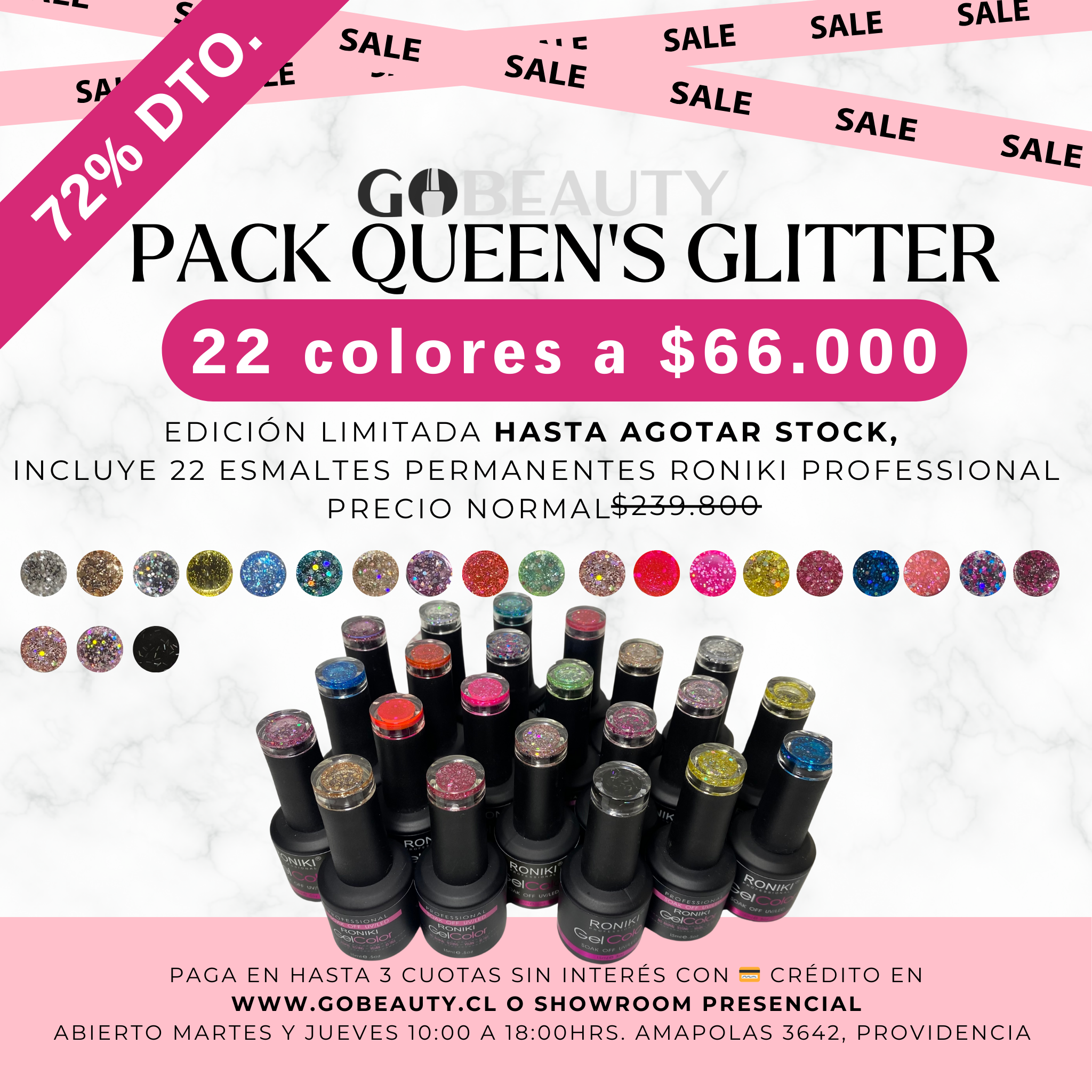 PACK COLECCION QUEENS GLITTER (PROMO EDICION LIMITADA 22 COLORES)