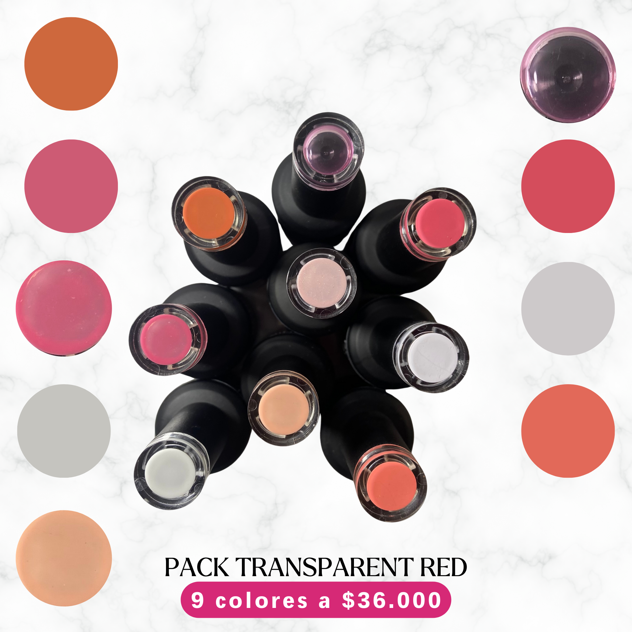 PACK COLECCION TRANSPARENT RED (PROMO EDICION LIMITADA 9 COLORES)