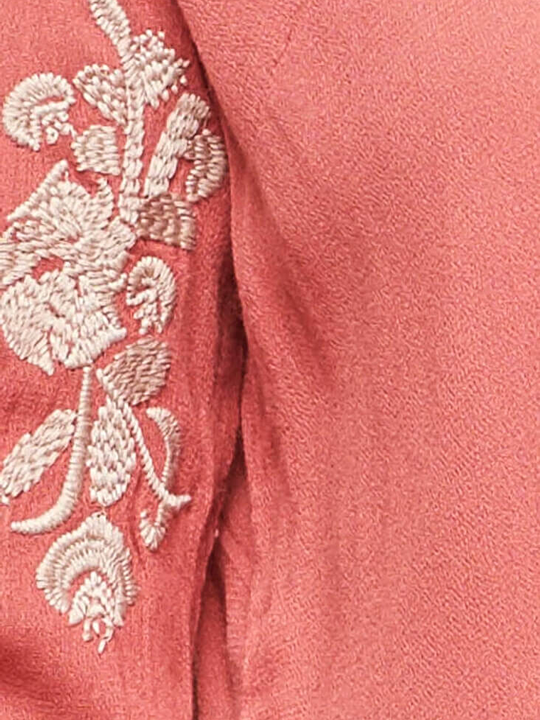 Issa Floral Sleeved Button Up Top Rust 6