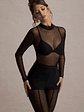 Harlowe | Black Mesh Long-Sleeve Bodysuit - thumbnail 4
