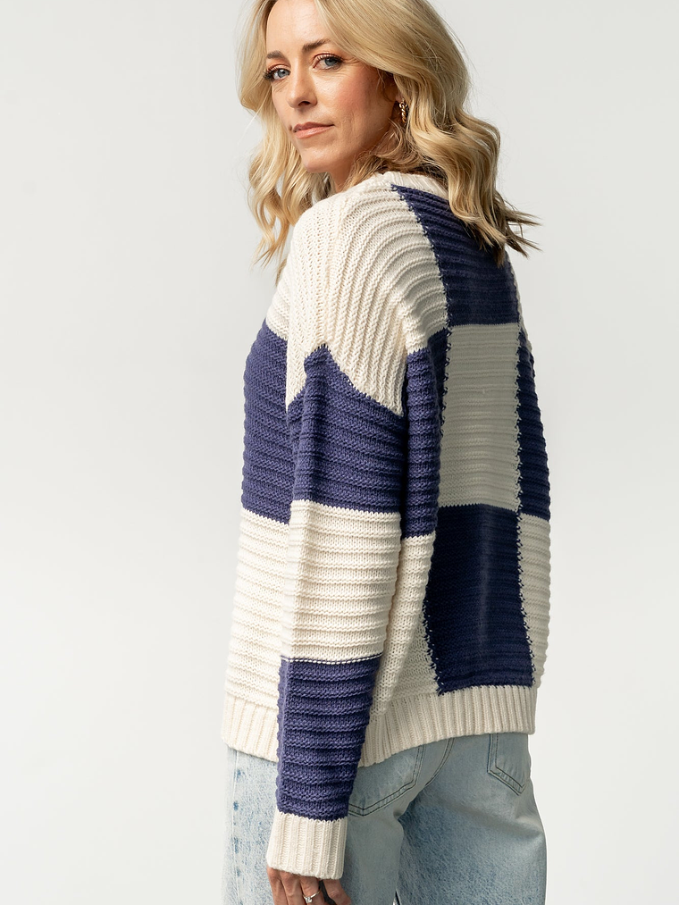 Jayda Sweater | Cream + Blue 6