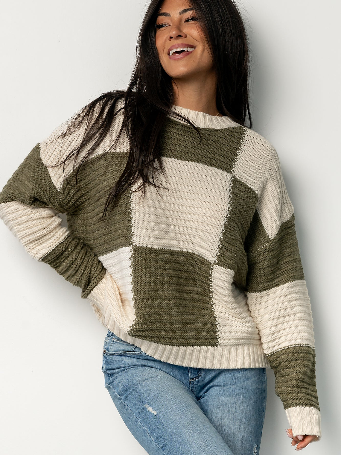 Jayda Sweater | Cream + Olive 5