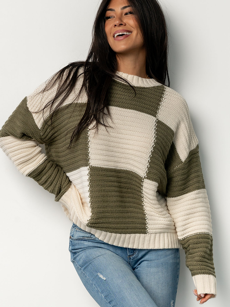 Jayda Sweater | Cream + Olive 5