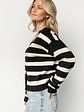 Jaden Striped Cardigan | Black + Ivory - thumbnail 2