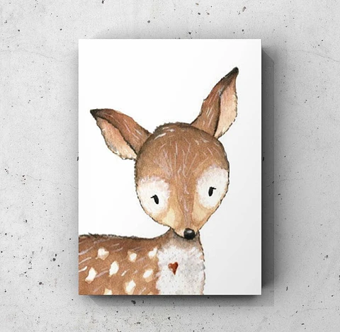 Cuadro Infantil: VENADO Y CORAZON 