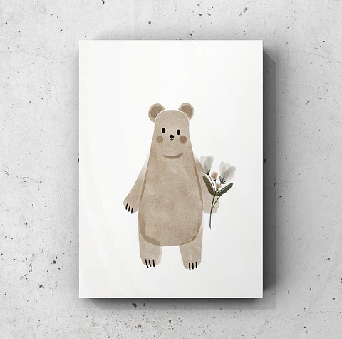 Cuadro Infantil: OSO Y FLOR