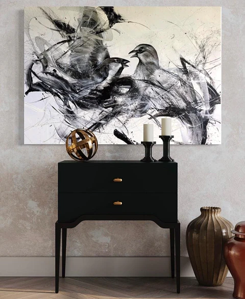 Cuadro Animales: AVES BLANCO Y NEGRO 