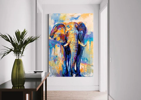 Cuadro Animales: ELEFANTE AZUL 