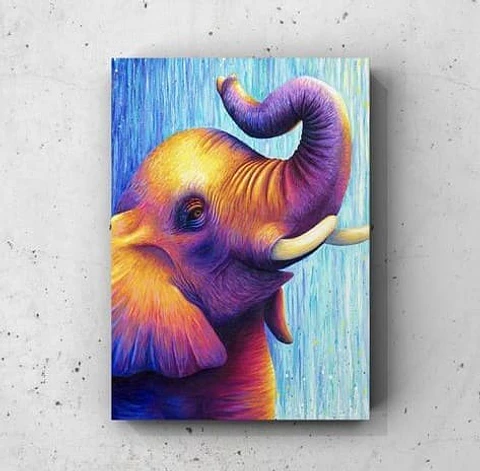 Cuadro Animales: ELEFANTE DE COLOR 