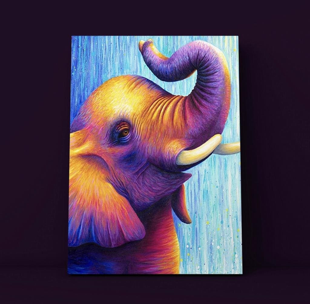 Cuadro Animales: ELEFANTE DE COLOR  3