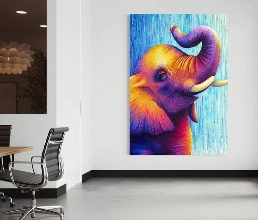 Cuadro Animales: ELEFANTE DE COLOR  4