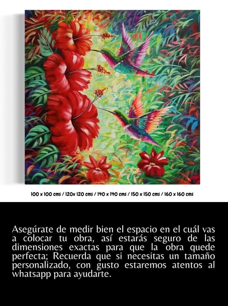Cuadro de Animales: FLORES Y COLIBRES 5